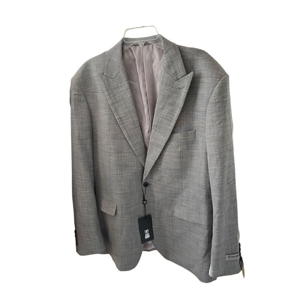 Stacy Adams NWT Men's Grey Single Breasted Suit Jacket Blazer Size 50R